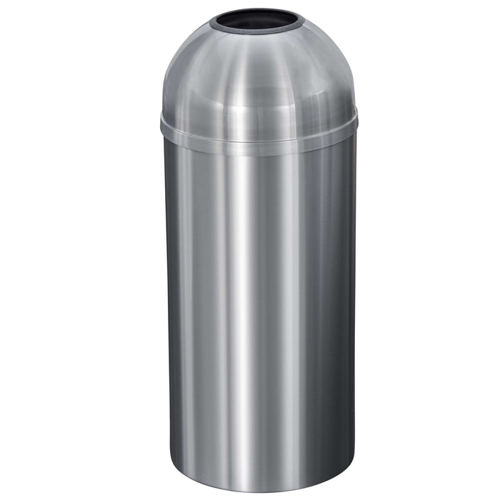 Glaro New Yorker Open Dome Top 12 Gallon Satin Aluminum Trash Can - T1530SA-SA - Trash Cans Depot
