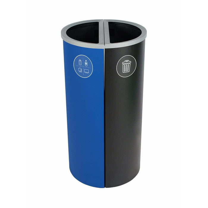 Busch Systems Spectrum 16 Gallon Slim Ellipse Double Stream Steel Recycling Receptacle - 101174 - Trash Cans Depot