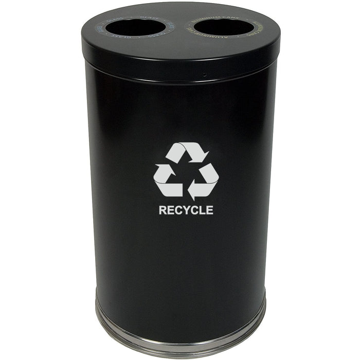 Witt Industries Emoti-Can 20 Gallon Two Stream Steel Recycling Receptacle - 18RTBK-2H - Trash Cans Depot