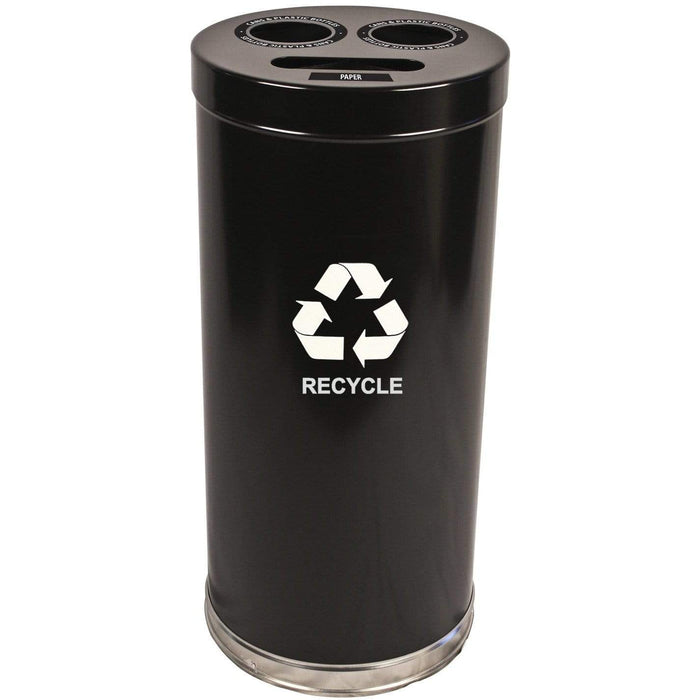 Witt Industries Emoti-Can 24 Gallon Three Stream Steel Recycling Receptacle - 15RTBK - Trash Cans Depot
