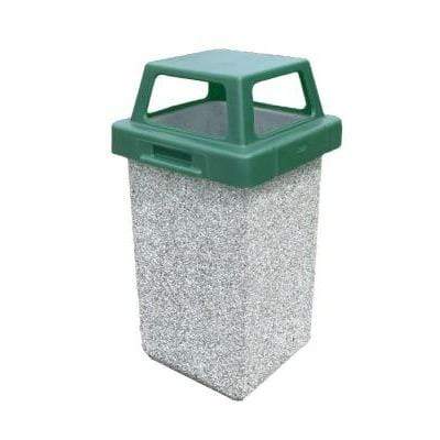 Wausau Tile 4 Way Open Top 30 Gallon Concrete Trash Receptacle - TF1016 - Trash Cans Depot