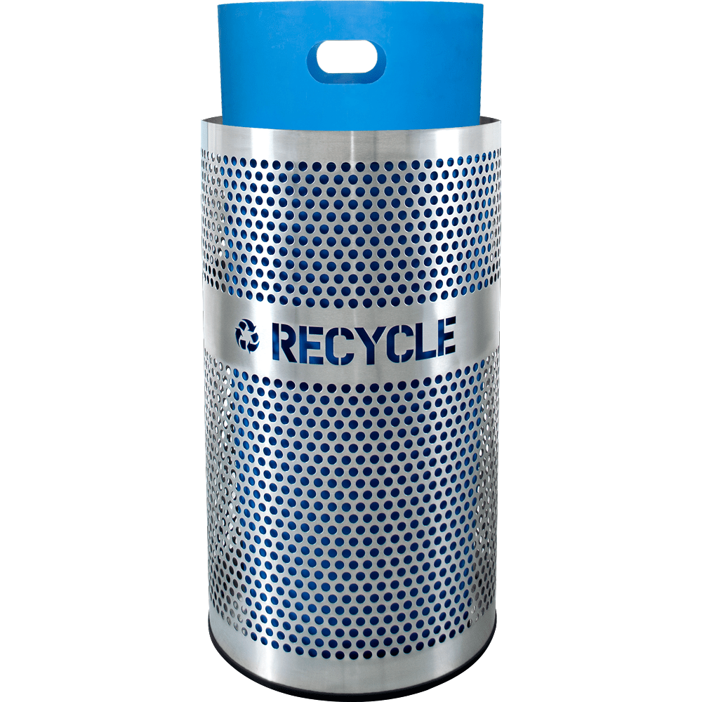 33-Gallon Perforated Stainless Steel Recycle and Trash Combo, Recycle Trash  Bin, Recycle Trash Can