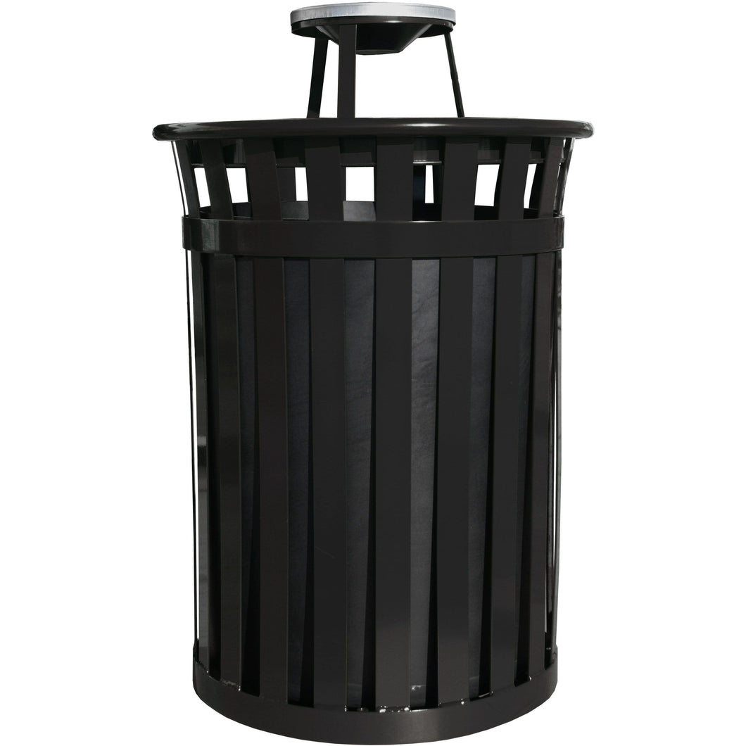 Witt Industries Oakley Collection Ash Top 50 Gallon Steel Trash Receptacle - M5001-AT-BK - Trash Cans Depot