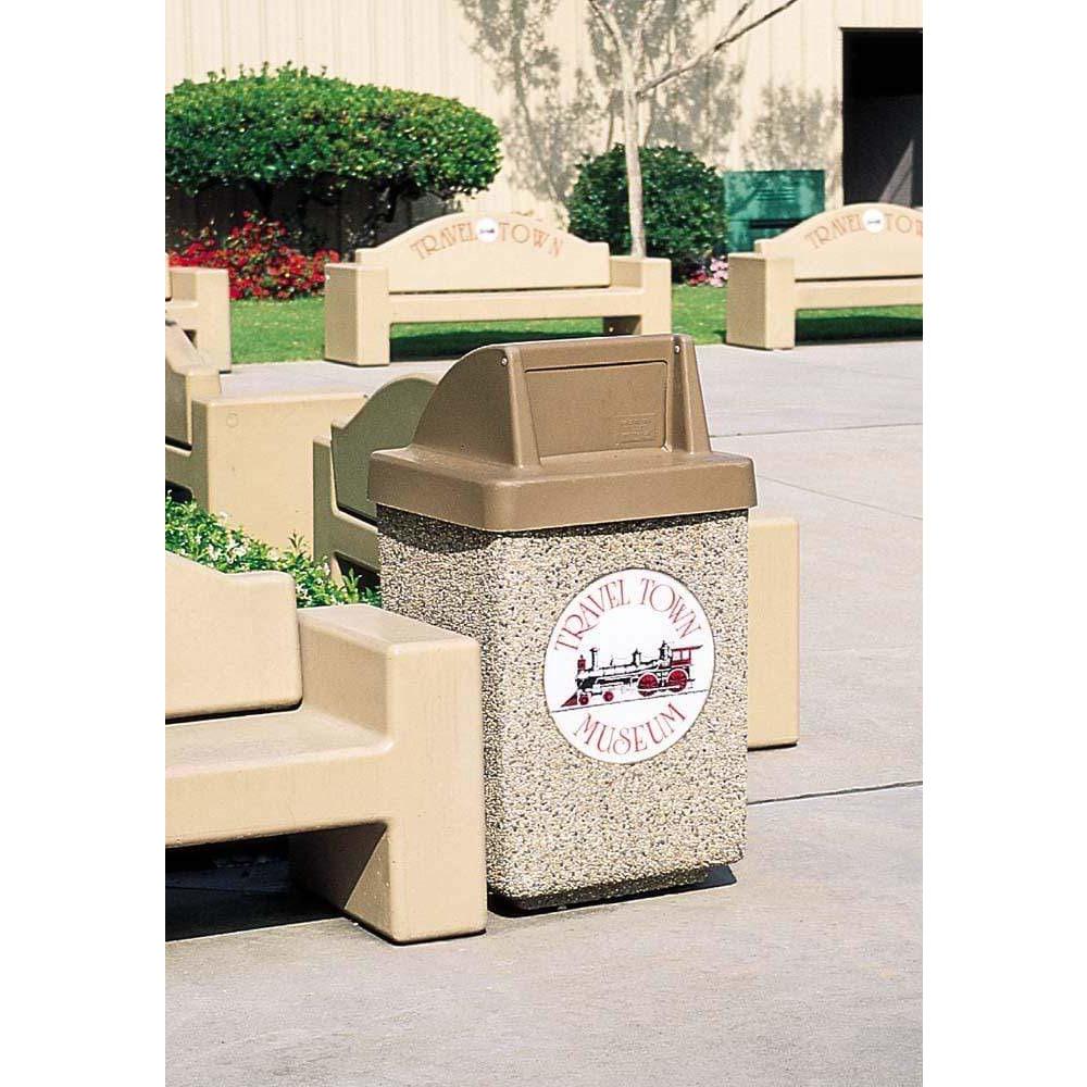 53 Gal. Concrete Push Door Dome Top Outdoor Waste Container TF1030