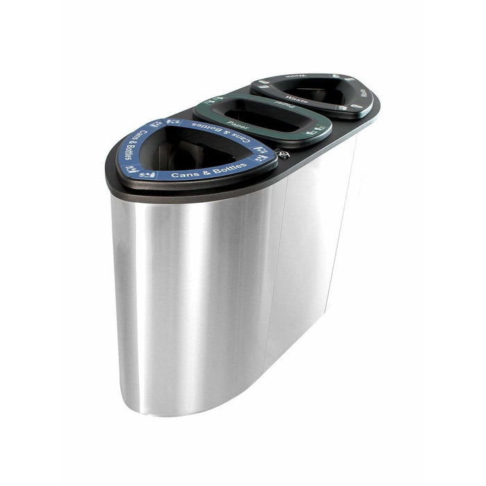 Busch Systems Boka 78 Gallon Triple Stream Stainless Steel Recycling Receptacle - 101230 - Trash Cans Depot