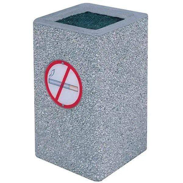 Wausau Tile Square Concrete Cigarette Receptacle Ashtray with No Smoking Logo - TF2045 - Trash Cans Depot