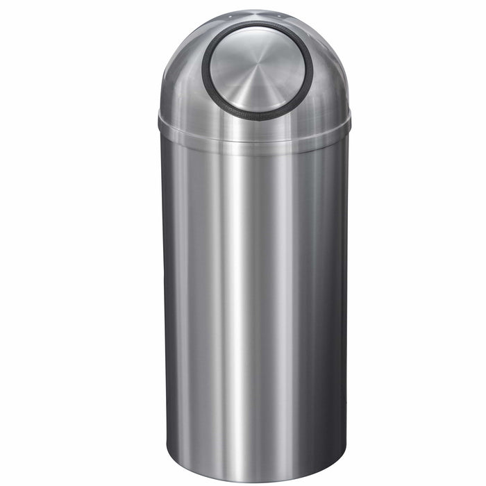 Glaro New Yorker Self Closing Dome Top 12 Gallon Satin Aluminum Trash Can - S1530SA-SA - Trash Cans Depot