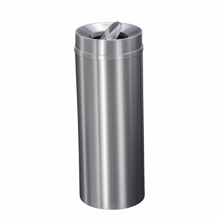 Glaro New Yorker Tip Action 12 Gallon Satin Aluminum Trash Can - TA1232SA-SA - Trash Cans Depot