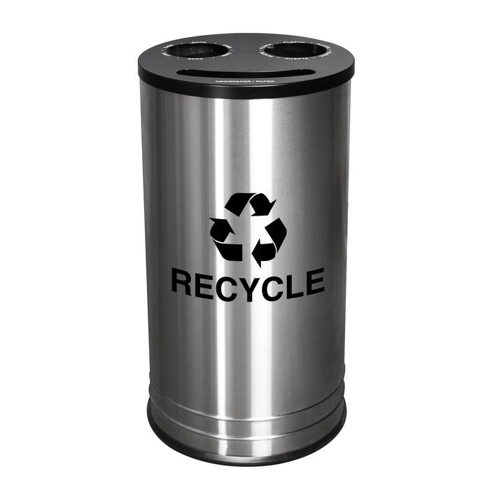 Ex-Cell Kaiser Smiley Series 14 Gallon Stainless Steel Recycling Receptacle - RC-1528-3 SS - Trash Cans Depot