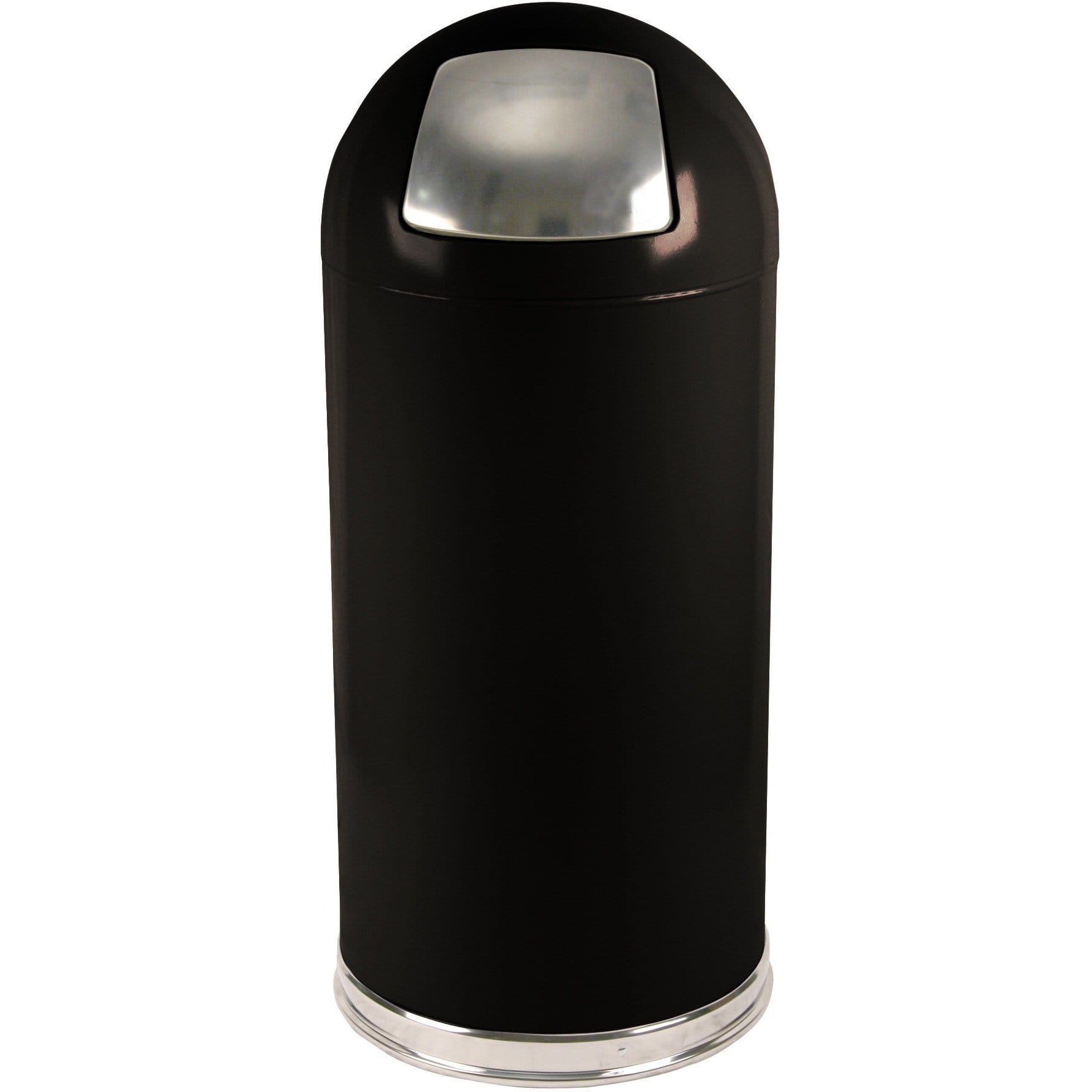 Dome Top Trash Can Push Door 15 Gallon Black or White [9636BL] – Office  Chairs Unlimited – Free Shipping!