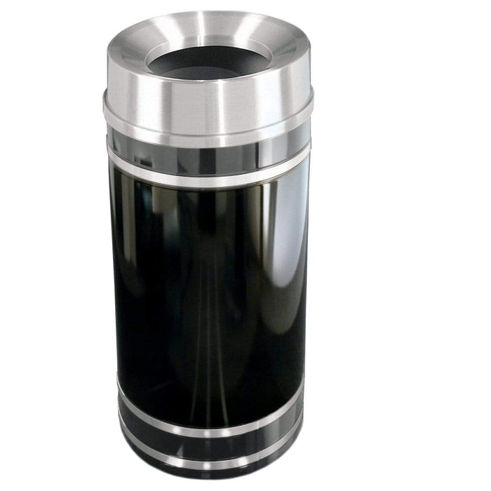 Glaro Monte Carlo Funnel Top 16 Gallon High Gloss Black Trash Can - F1556-HGB - Trash Cans Depot