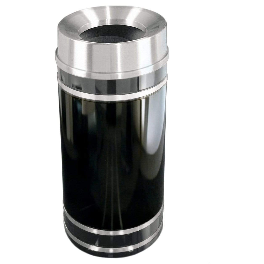 Glaro Monte Carlo Funnel Top 16 Gallon High Gloss Black Trash Can - F1556-HGB - Trash Cans Depot