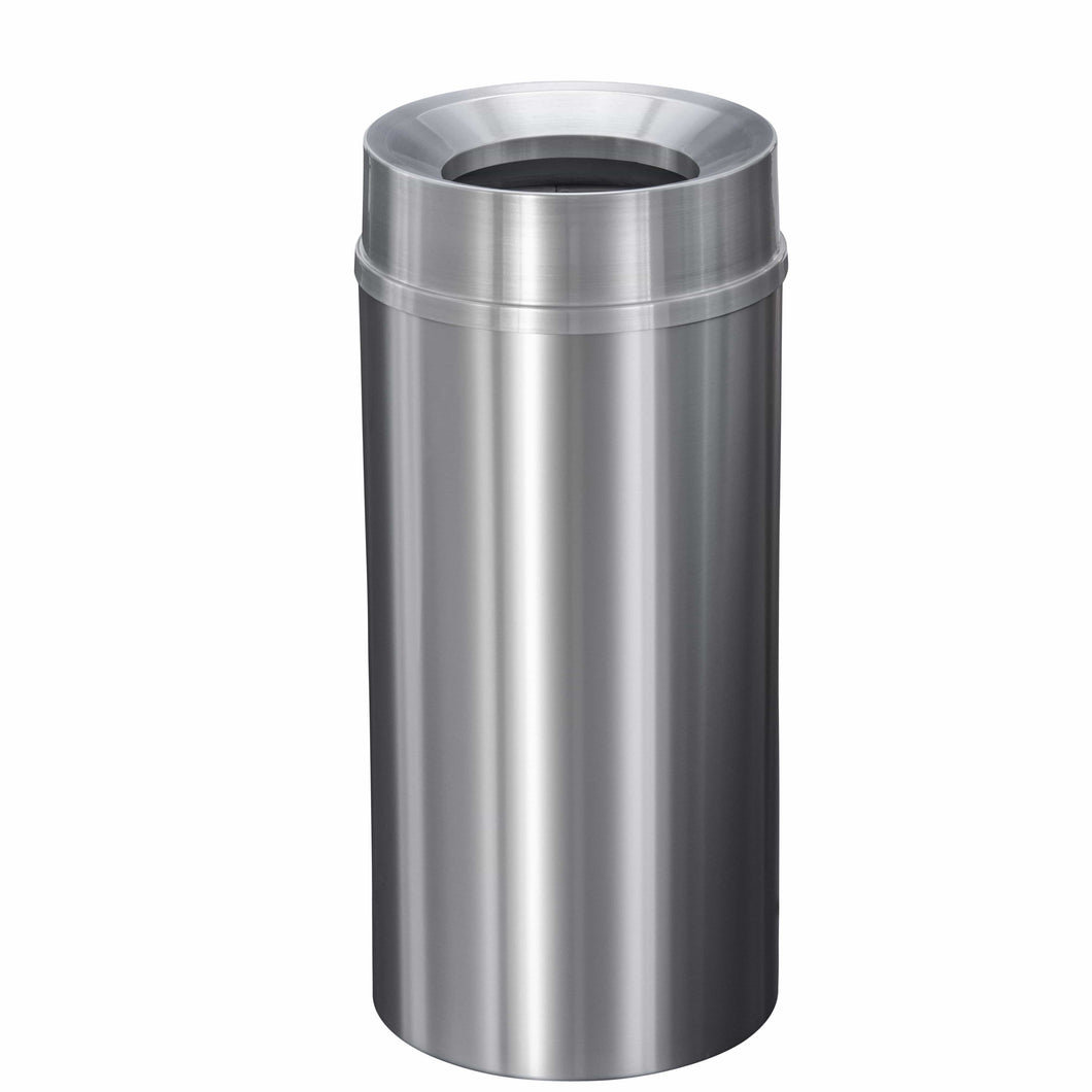Glaro New Yorker Funnel 16 Gallon Satin Aluminum Trash Can - F1533SA-SA - Trash Cans Depot