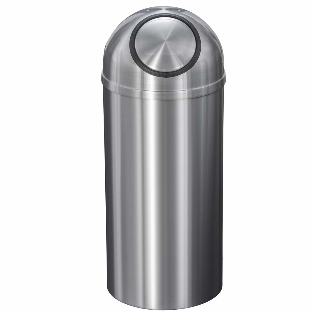 Glaro New Yorker Self Closing Dome Top 16 Gallon Satin Aluminum Trash Can - S1536SA-SA - Trash Cans Depot