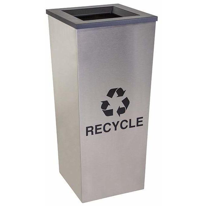 18 Gallon Recycling Bin - Ex-Cell Kaiser Metro Collection 18 Gallon Single Stream Stainless Steel Recycling Receptacle - RC-MTR-1 SS