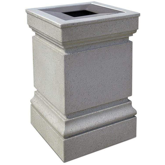 Wausau Tile Cartier Pitch In Top 24 Gallon Concrete Trash Receptacle - WS1043 - Trash Cans Depot