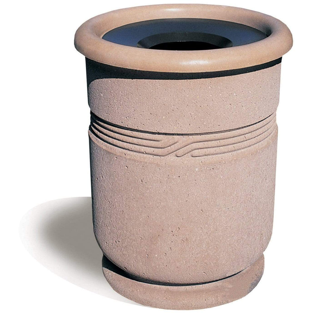 Wausau Tile Classical Funnel Top 31 Gallon Concrete Trash Receptacle - WS1117 - Trash Cans Depot