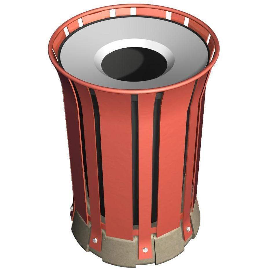 Wausau Tile Steel Slat with Concrete Base 31 Gallon Steel Trash Receptacle - WS302 - Trash Cans Depot