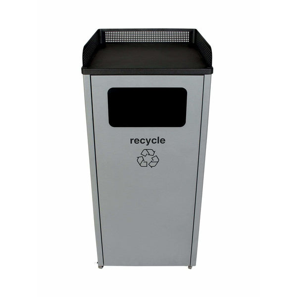 Busch Systems Summit SI Triple Recycling & Trash Can, 30 Gallon, Silver/Grey