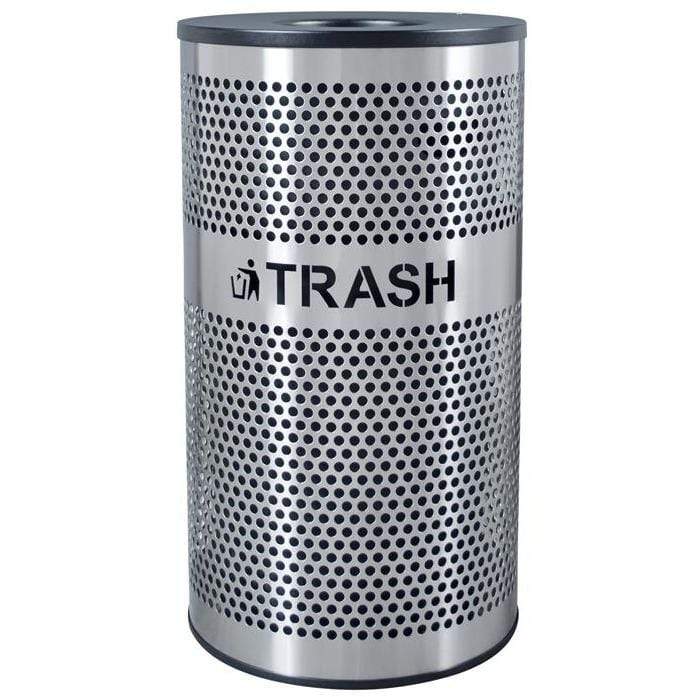 Ex-Cell Kaiser Venue Collection 33 Gallon Stainless Steel Trash Receptacle - VCT-33 PERF SS - Trash Cans Depot