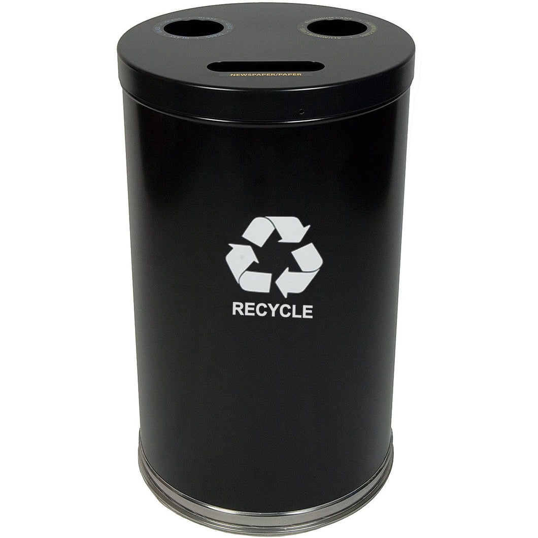 Witt Industries Emoti-Can 34.5 Gallon Three Stream Steel Recycling Receptacle - 18RTBK - Trash Cans Depot