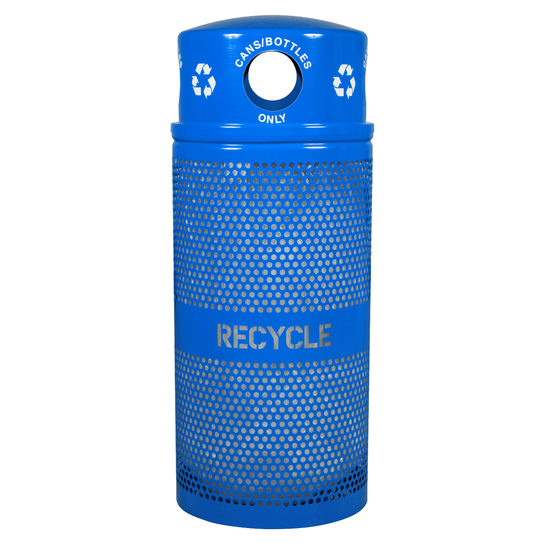 Ex-Cell Kaiser Landscape Series 34 Gallon Steel Recycling Receptacle - RC-34R DM CANS RBL - Trash Cans Depot