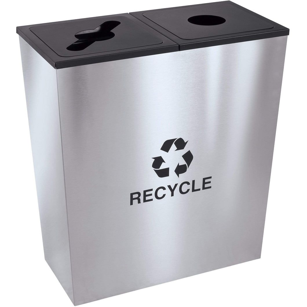 Ex-Cell Kaiser Metro Collection 36 Gallon Two Stream Stainless Steel Recycling Receptacle - RC-MTR-2 SS - Trash Cans Depot