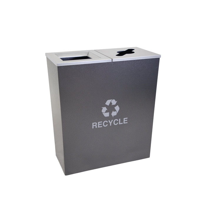 36 Gallon Recycling Bin - Ex-Cell Kaiser Metro Collection 36 Gallon Two Stream Steel Recycling Receptacle - RC-MTR-2 HCCL