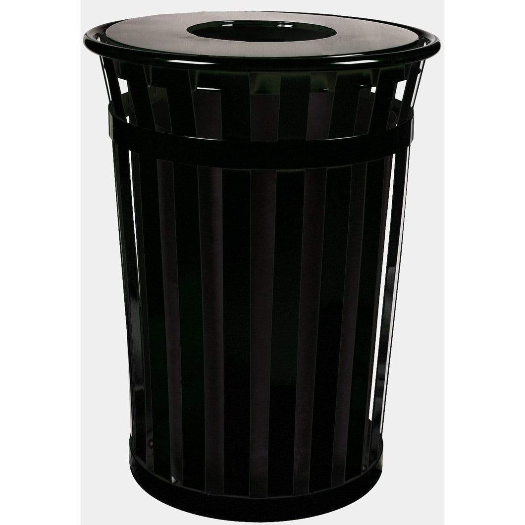 Witt Industries Oakley Collection Flat Top 36 Gallon Steel Trash Receptacle - M3601-FT-BK - Trash Cans Depot
