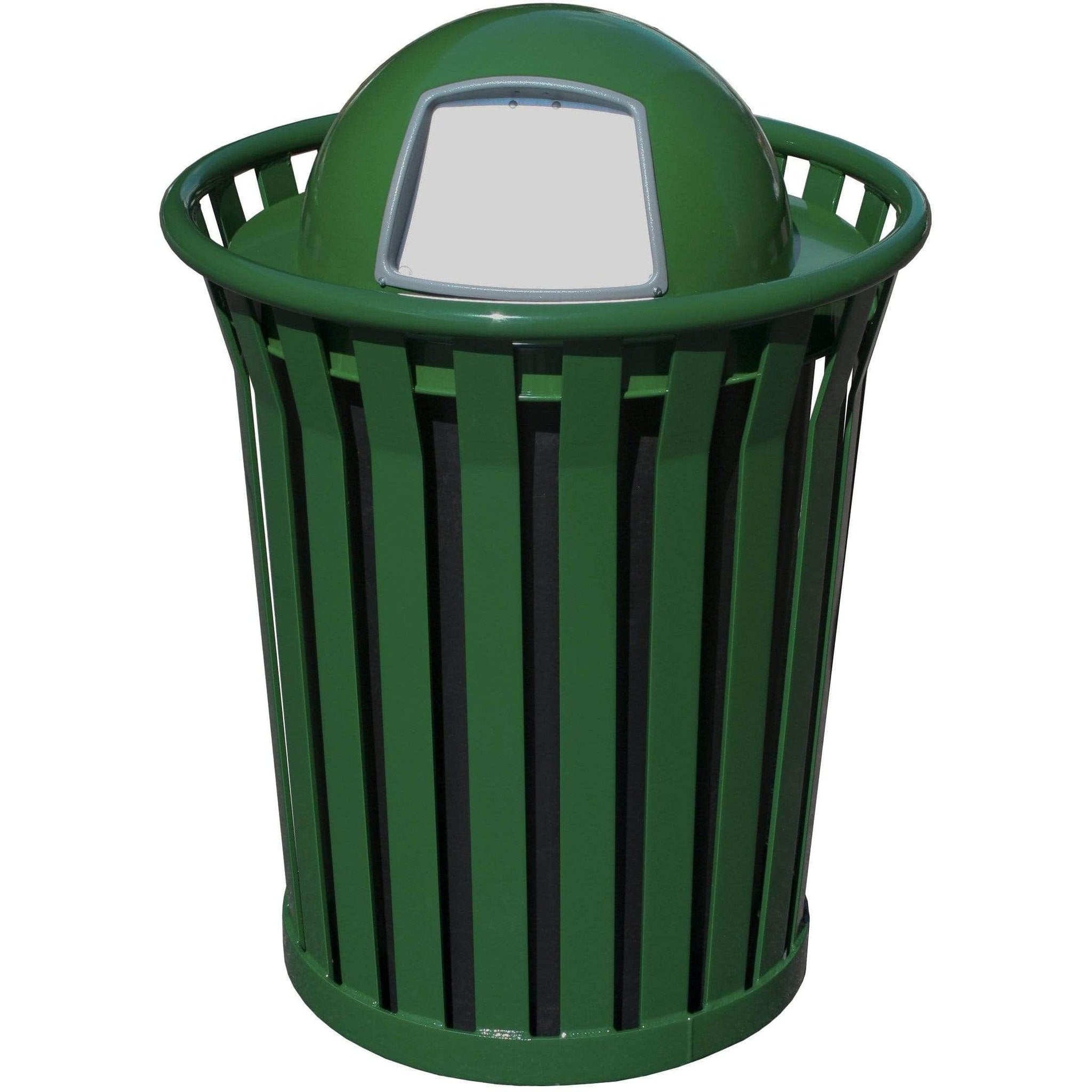Nexel Global Industrial Outdoor Slatted Steel Trash Can With Dome Lid, 36  Gallon, Green - GLO261944GN 