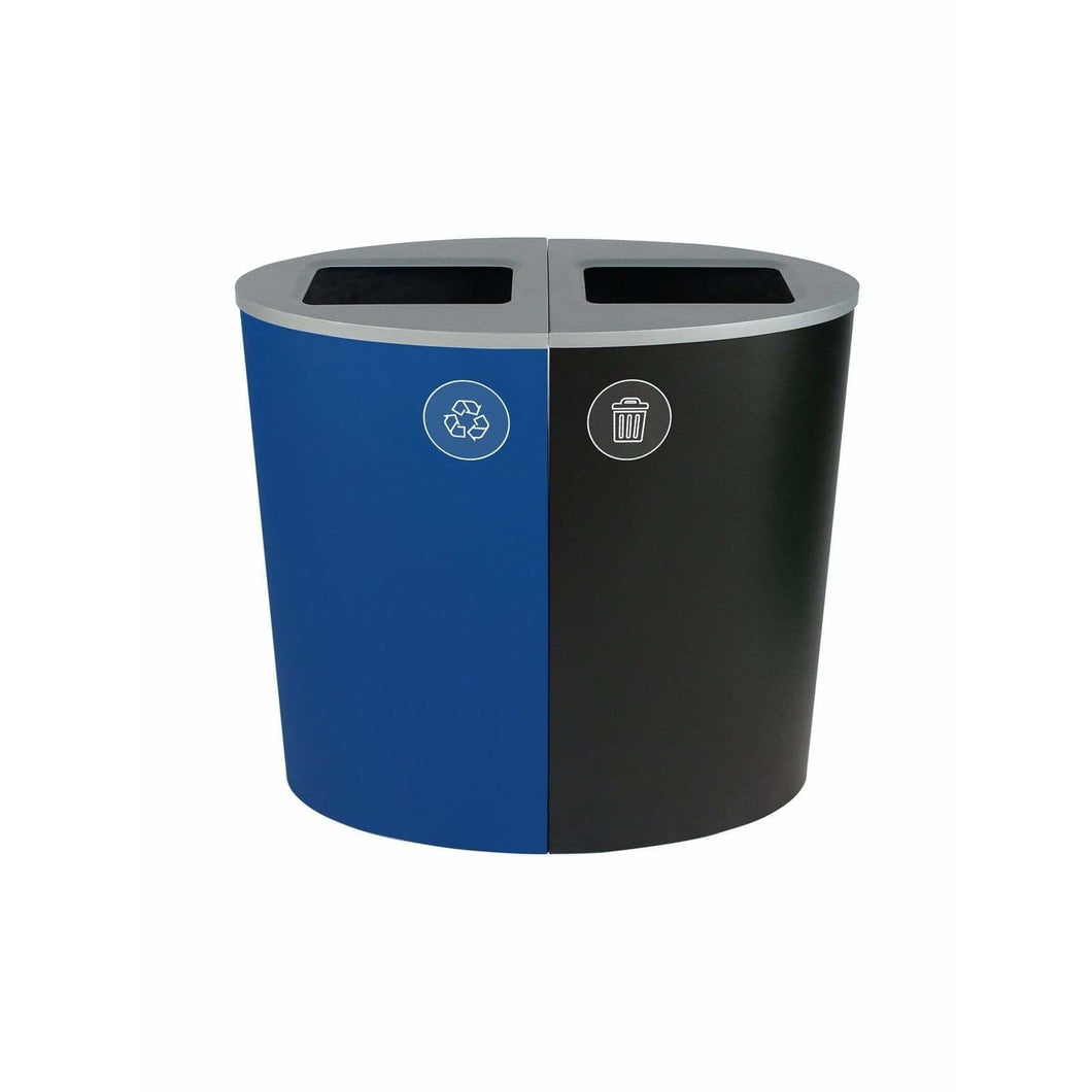 Busch Systems Spectrum 44 Gallon Ellipse Double Stream Steel Recycling Receptacle - 101167 - Trash Cans Depot