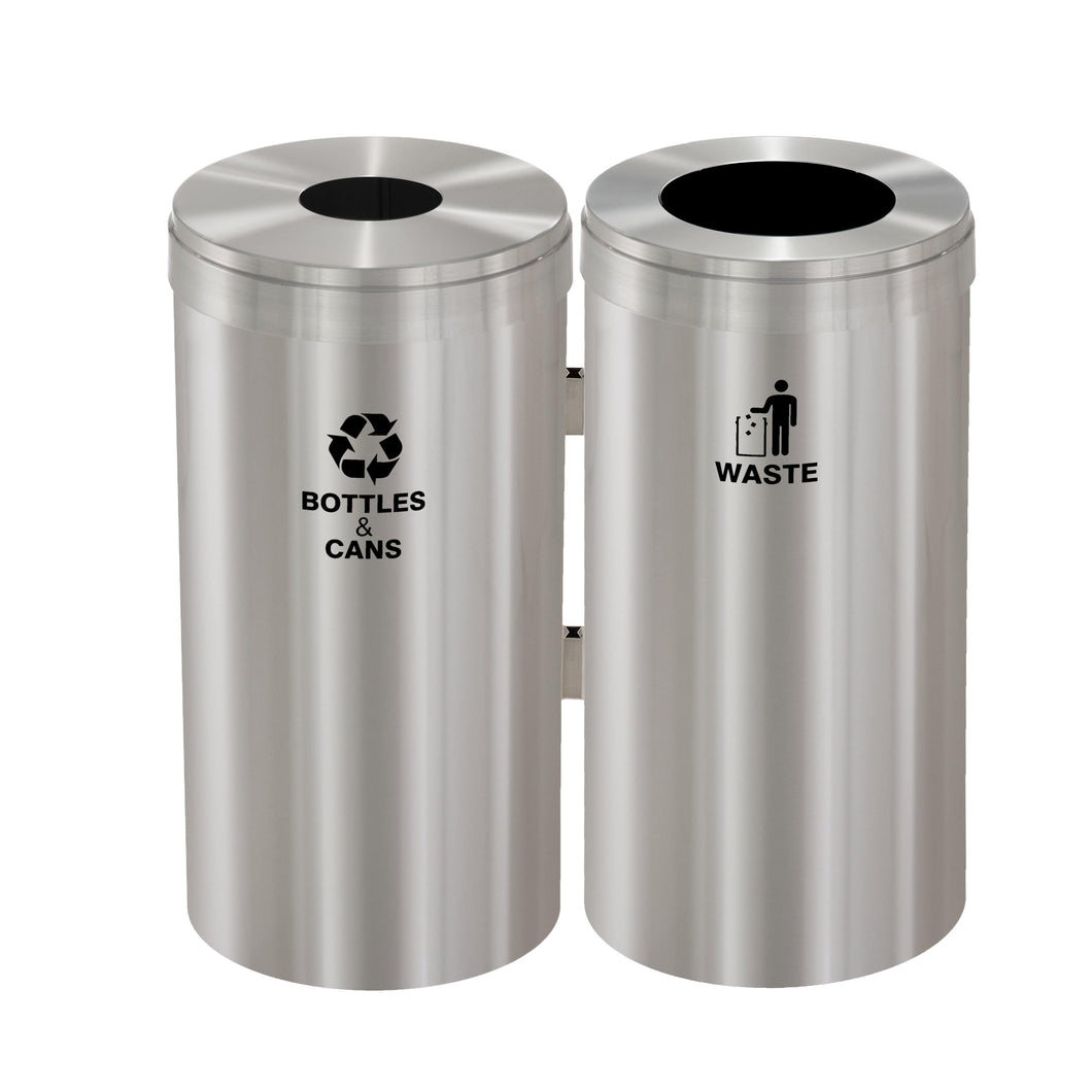 Glaro Two Stream Round Hole 46 Gallon Recycling Bin - BW-1542SA-SA - Trash Cans Depot