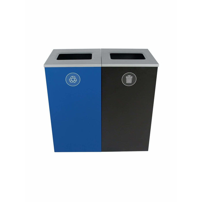 Busch Systems Spectrum 48 Gallon Cube Double Stream Steel Recycling Receptacle - 101183 - Trash Cans Depot