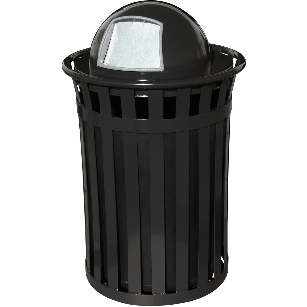 Witt Industries Oakley Collection Dome Top 50 Gallon Steel Trash Receptacle - M5001-DT-BK - Trash Cans Depot