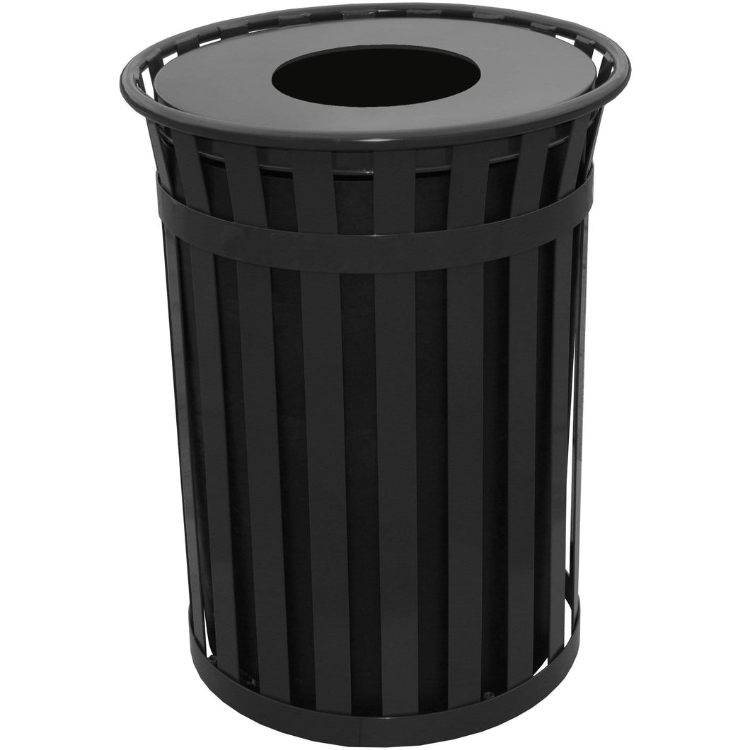 Witt Industries Oakley Collection Flat Top 50 Gallon Steel Trash Receptacle - M5001-FT-BK - Trash Cans Depot