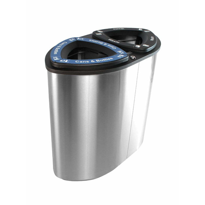 Busch Systems Boka 52 Gallon Double Stream Stainless Steel Recycling Receptacle - 101227 - Trash Cans Depot