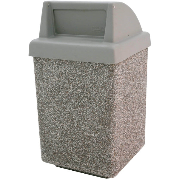 Wausau Tile Push Door Top 53 Gallon Concrete Trash Receptacle - TF1030 - Trash Cans Depot