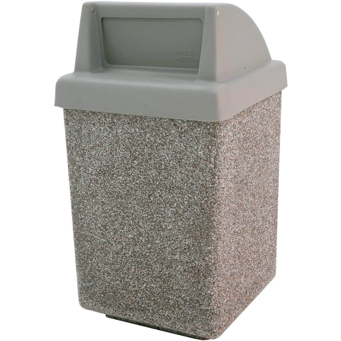 Wausau Tile Push Door Top 53 Gallon Concrete Trash Receptacle - TF1030 - Trash Cans Depot