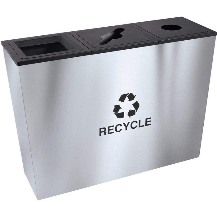 Ex-Cell Kaiser Metro Collection 54 Gallon Three Stream Stainless Steel Recycling Receptacle - RC-MTR-3 SS - Trash Cans Depot