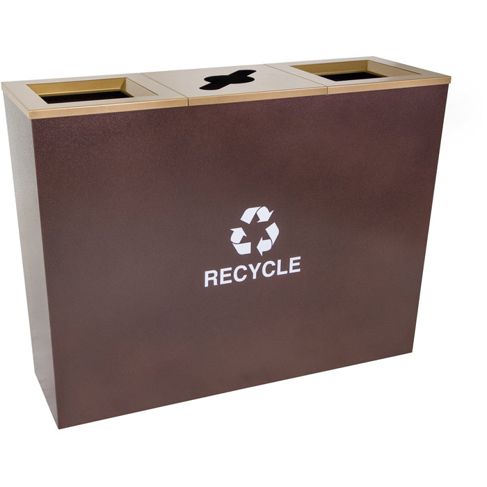 54 Gallon Recycling Bin - Ex-Cell Kaiser Metro Collection 54 Gallon Three Stream Steel Recycling Receptacle - RC-MTR-3 HCPR