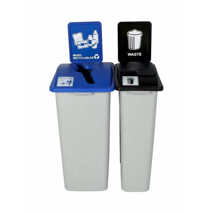 Busch Systems Waste Watcher XL 55 Gallon Double Stream Plastic Recycling Receptacle - 101324 - Trash Cans Depot