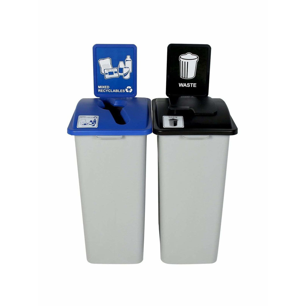 Busch Systems Waste Watcher XL 64 Gallon Double Stream Plastic Recycling Receptacle - 101325 - Trash Cans Depot