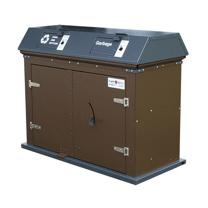 TuffBoxx Camper Animal Resistant Dual Stream 64 Gallon Steel Trash Receptacle - 453-005 - Trash Cans Depot