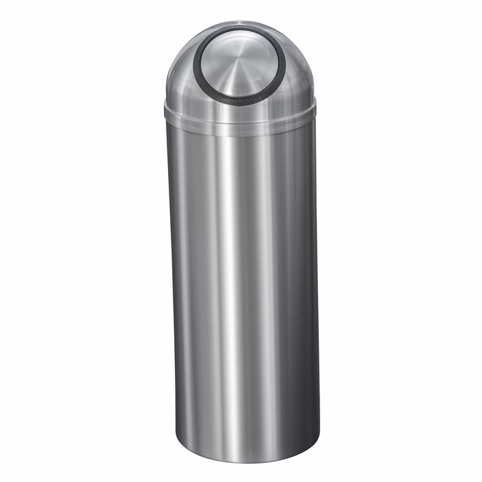 Glaro New Yorker Self Closing Dome Top 8 Gallon Satin Aluminum Trash Can - S1230SA-SA - Trash Cans Depot