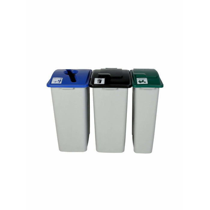 Busch Systems Waste Watcher XL 87 Gallon Triple Stream Plastic Recycling Receptacle - 101335 - Trash Cans Depot