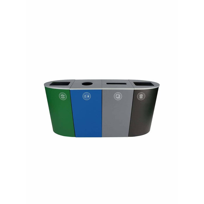 Busch Systems Spectrum 92 Gallon Ellipse-Cube Four Stream Steel Recycling Receptacle - 101208 - Trash Cans Depot
