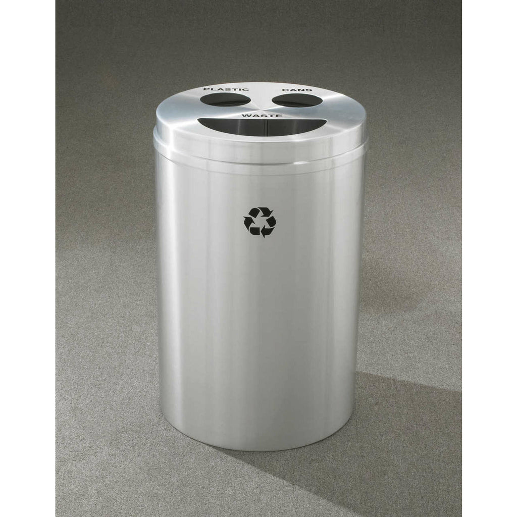 Glaro Single Purpose Round Hole 33 Gallon Trash Can - W-2032SA-SA, Satin Aluminum