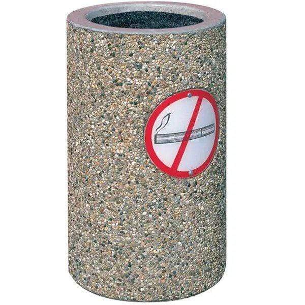 Wausau Tile Round Concrete Cigarette Receptacle Ashtray with No Smoking Logo - TF2005 - Trash Cans Depot