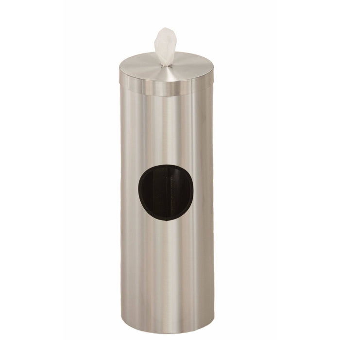Glaro Satin Aluminum Disinfecting Wipe Dispenser With 2 Gallon Waste Receptacle - F1028-SA-AW1 - Trash Cans Depot