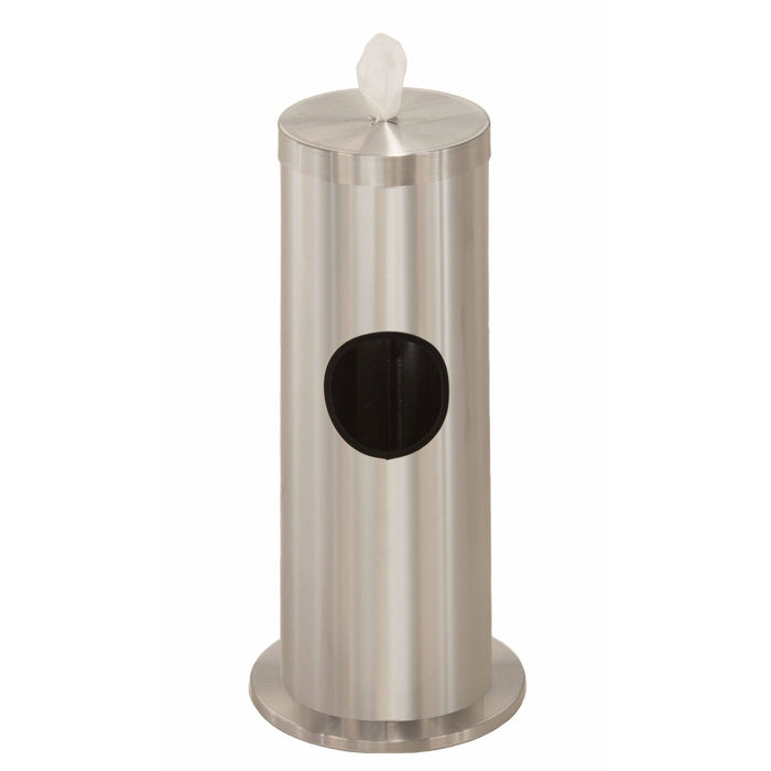 Glaro Satin Aluminum Disinfecting Wipe Dispenser With 2 Gallon Waste Receptacle - F1029-SA-AW1 - Trash Cans Depot